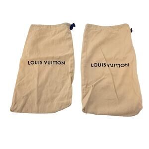 Louis Vuitton Set of 2 Canvas Cotton Drawstring Dust Bag 14" L x 8.5" W Luxury